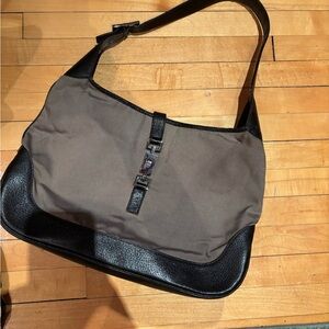 Gucci Brown Nylon & Leather Shoulder Bag